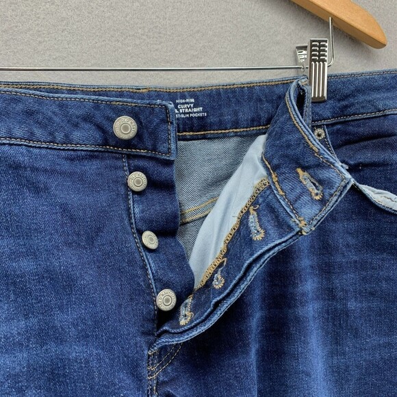 Old Navy Button Fly High Rise Curvy O.G. Straight Jeans Plus Size 22 Raw Hem - Picture 5 of 12